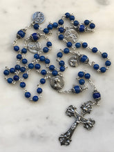 Load image into Gallery viewer, Sterling Silver Lapis Lazuli Gemstone Rosary - Antique Reproduction Medals - Virgo Maria CeCeAgnes