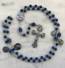 Load image into Gallery viewer, Sterling Silver Lapis Lazuli Gemstone Rosary - Antique Reproduction Medals - Virgo Maria CeCeAgnes