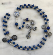 Load image into Gallery viewer, Sterling Silver Lapis Lazuli Gemstone Rosary - Antique Reproduction Medals - Virgo Maria CeCeAgnes