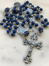 Load image into Gallery viewer, Sterling Silver Lapis Lazuli Gemstone Rosary - Antique Reproduction Medals - Virgo Maria CeCeAgnes
