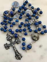 Load image into Gallery viewer, Sterling Silver Lapis Lazuli Gemstone Rosary - Antique Reproduction Medals - Virgo Maria CeCeAgnes