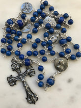 Load image into Gallery viewer, Sterling Silver Lapis Lazuli Gemstone Rosary - Antique Reproduction Medals - Virgo Maria CeCeAgnes