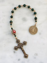 Load image into Gallery viewer, Roses and Jade Single Decade Rosary - Bronze - Miraculous Medal