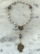 Load image into Gallery viewer, Saint Anne Chaplet - Grandmother's Chaplet - Bronze and Aquamarine - Saint Ann CeCeAgnes