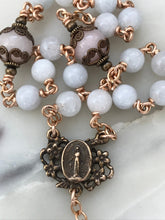 Load image into Gallery viewer, Saint Anne Chaplet: Bronze, Aquamarine & Pink Gemstone Rosary