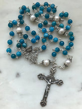 Load image into Gallery viewer, Apatite Gemstone Rosary - Sterling Silver Medals - Reproductions of Antique Medals CeCeAgnes