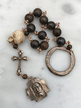 Load image into Gallery viewer, Memento Mori Rosary - Bronzite and Ox Bone - Bronze - Wire-wrapped Tenner CeCeAgnes