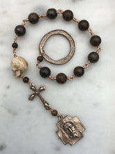 Load image into Gallery viewer, Memento Mori Rosary - Bronzite and Ox Bone - Bronze - Wire-wrapped Tenner CeCeAgnes