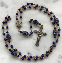 Load image into Gallery viewer, Tiny Sacred Heart Rosary - Lapis - Bronze CeCeAgnes