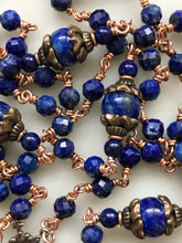 Load image into Gallery viewer, Tiny Sacred Heart Rosary - Lapis - Bronze CeCeAgnes