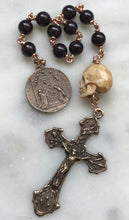 Load image into Gallery viewer, Memento Mori Rosary - Saint Thomas - Garnet and Ox Bone Skull - Bronze - Wire-wrapped Tenner - Passion Crucifix
