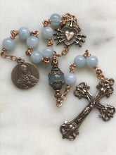 Load image into Gallery viewer, Pocket Servite Rosary - Aquamarine - Bronze - Seven Sorrows Chaplet - Our Lady of Sorrows CeCeAgnes