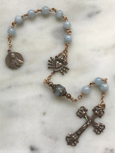 Load image into Gallery viewer, Pocket Servite Rosary - Aquamarine - Bronze - Seven Sorrows Chaplet - Our Lady of Sorrows CeCeAgnes