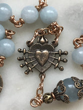 Load image into Gallery viewer, Pocket Servite Rosary - Aquamarine - Bronze - Seven Sorrows Chaplet - Our Lady of Sorrows CeCeAgnes