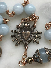 Load image into Gallery viewer, Pocket Servite Rosary - Aquamarine - Bronze - Seven Sorrows Chaplet - Our Lady of Sorrows CeCeAgnes