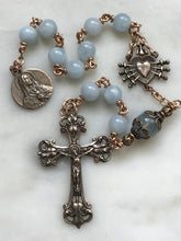 Load image into Gallery viewer, Pocket Servite Rosary - Aquamarine - Bronze - Seven Sorrows Chaplet - Our Lady of Sorrows CeCeAgnes