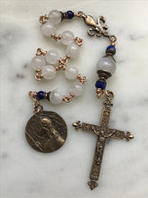 Load image into Gallery viewer, Joan of Arc Rosary: Moonstone, Lapis & Bronze Pocket Rosary