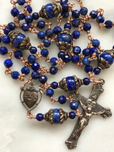 Load image into Gallery viewer, Tiny Sacred Heart Rosary - Lapis - Bronze CeCeAgnes