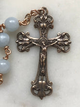Load image into Gallery viewer, Pocket Servite Rosary - Aquamarine - Bronze - Seven Sorrows Chaplet - Our Lady of Sorrows CeCeAgnes
