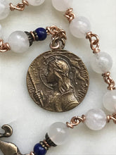 Load image into Gallery viewer, Joan of Arc Rosary: Moonstone, Lapis & Bronze Pocket Rosary