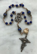 Load image into Gallery viewer, Saint Joan Chaplet - Wire wrapped - Lapis Lazuli Gemstones - Bronze - St. Michael - CeCeAgnes