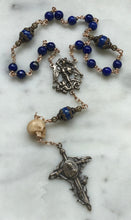 Load image into Gallery viewer, Saint Joan Chaplet - Wire wrapped - Lapis Lazuli Gemstones - Bronze - St. Michael - CeCeAgnes