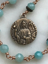 Load image into Gallery viewer, Tiny Saint Raphael Chaplet - Amazonite Gemstones - Solid Bronze