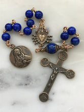 Load image into Gallery viewer, Pocket Servite Rosary - Lapis - Bronze - Seven Sorrows Chaplet - Our Lady of Sorrows CeCeAgnes