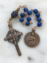 Load image into Gallery viewer, Saint Dymphna Rosary: Lapis and Bronze Pocket Rosary