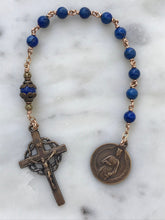 Load image into Gallery viewer, Saint Dymphna Rosary: Lapis and Bronze Pocket Rosary
