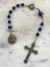 Load image into Gallery viewer, Pocket Servite Rosary - Lapis - Bronze - Seven Sorrows Chaplet - Our Lady of Sorrows CeCeAgnes