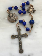 Load image into Gallery viewer, Pocket Servite Rosary - Lapis - Bronze - Seven Sorrows Chaplet - Our Lady of Sorrows CeCeAgnes