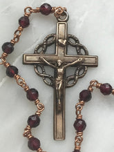 Load image into Gallery viewer, Tiny Saint Andrew Chaplet - Faceted Garnet Gemstones - Bronze - Christmas Novena CeCeAgnes