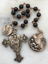 Load image into Gallery viewer, Saint Andrew Chaplet - Saint Francis and Infant Jesus - Garnet Gemstones - Bronze - Christmas Novena CeCeAgnes