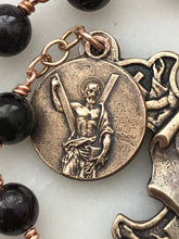 Load image into Gallery viewer, Saint Andrew Chaplet - Saint Francis and Infant Jesus - Garnet Gemstones - Bronze - Christmas Novena CeCeAgnes