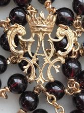 Load image into Gallery viewer, Heirloom 14K Gold Rosary - Garnet and Kyanite - Catholic Gift