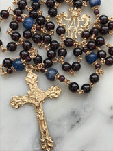 Load image into Gallery viewer, Heirloom 14K Gold Rosary - Garnet and Kyanite - Catholic Gift