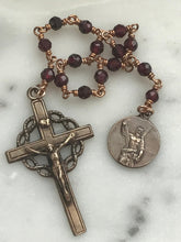 Load image into Gallery viewer, Tiny Saint Andrew Chaplet - Faceted Garnet Gemstones - Bronze - Christmas Novena CeCeAgnes