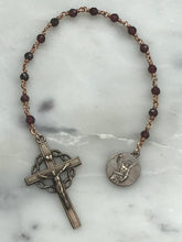 Load image into Gallery viewer, Tiny Saint Andrew Chaplet - Faceted Garnet Gemstones - Bronze - Christmas Novena CeCeAgnes