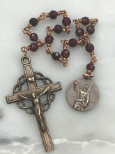 Load image into Gallery viewer, Tiny Saint Andrew Chaplet - Faceted Garnet Gemstones - Bronze - Christmas Novena CeCeAgnes
