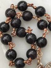 Load image into Gallery viewer, Saint Andrew Chaplet - Saint Francis and Infant Jesus - Garnet Gemstones - Bronze - Christmas Novena CeCeAgnes