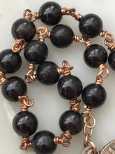 Load image into Gallery viewer, Saint Andrew Chaplet - Saint Francis and Infant Jesus - Garnet Gemstones - Bronze - Christmas Novena CeCeAgnes