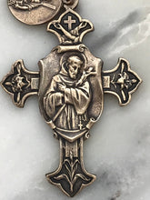 Load image into Gallery viewer, Saint Andrew Chaplet - Saint Francis and Infant Jesus - Garnet Gemstones - Bronze - Christmas Novena CeCeAgnes