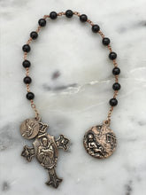 Load image into Gallery viewer, Saint Andrew Chaplet - Saint Francis and Infant Jesus - Garnet Gemstones - Bronze - Christmas Novena CeCeAgnes