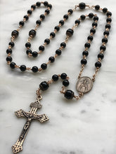 Load image into Gallery viewer, Black Onyx Rosary - Bronze Medals - Pardon Crucifix CeCeAgnes