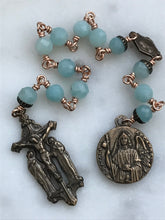 Load image into Gallery viewer, Tiny Saint Raphael Chaplet - Amazonite Gemstones - Solid Bronze