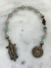 Load image into Gallery viewer, Tiny Saint Raphael Chaplet - Amazonite Gemstones - Solid Bronze