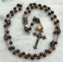 Load image into Gallery viewer, Holy Face Bronze Rosary - Memento Mori - Ecce Homo - Bronzite and Kyanite CeCeAgnes