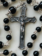 Load image into Gallery viewer, Saint Michael Men's Rosary - Onyx Gemstones - Sterling Silver