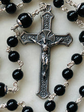 Load image into Gallery viewer, Saint Michael Men's Rosary - Onyx Gemstones - Sterling Silver